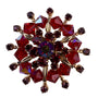 Silver Tone Womens Red Crystal Snowflake Brooch Costume Jewelry Round Design