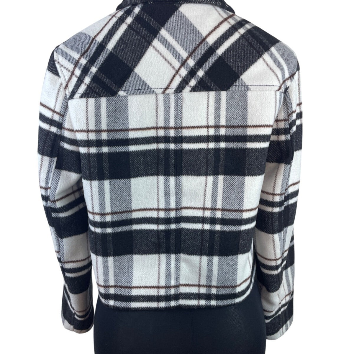 Zara Women's Black & White Plaid Button-Up Jacket With Pockets Sz S