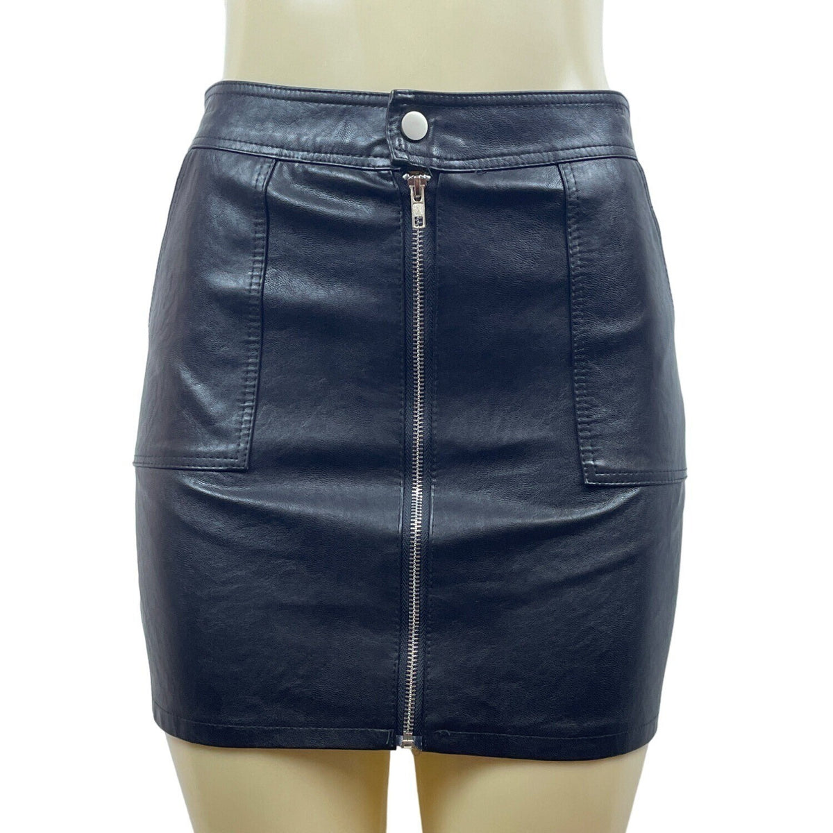 Women’s Black Faux Leather Tube Skirt Sz S