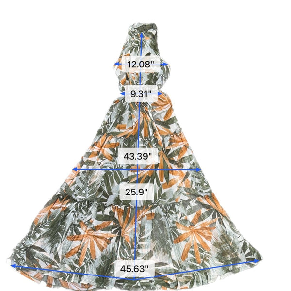 Kate & Lily Womens Green Orange Halter/Maxi Dress Tropical Print Size 12