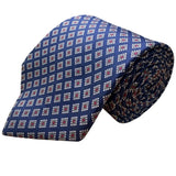 Jos A Bank Mens Navy Silk Geometric Pattern Classic Tie 100% Silk