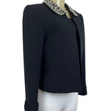 Tahari Arthur S. Levine Luxe Black  With Beaded Collar Womens Blazer Sz 6