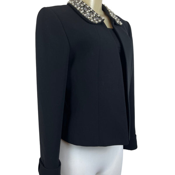 Tahari Arthur S. Levine Luxe Black  With Beaded Collar Womens Blazer Sz 6