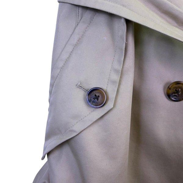 Sanyo Mens Khaki Double Breasted Trench Coat With Belt Wool Collar 42R
