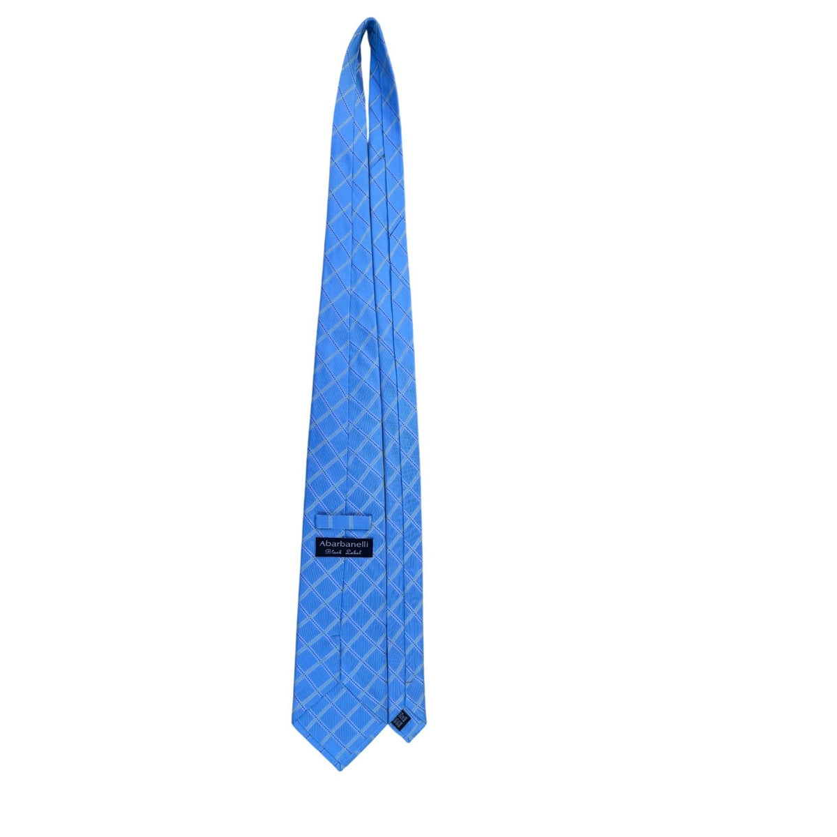 Abarbanelli Mens Blue Silk Handmade Plaid Necktie Black Label 100% High-Quality