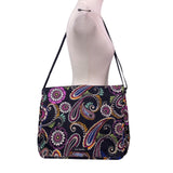 Vera Bradley Women’s Black Paisley Bold Floral Pattern Adjustable Messenger Bag