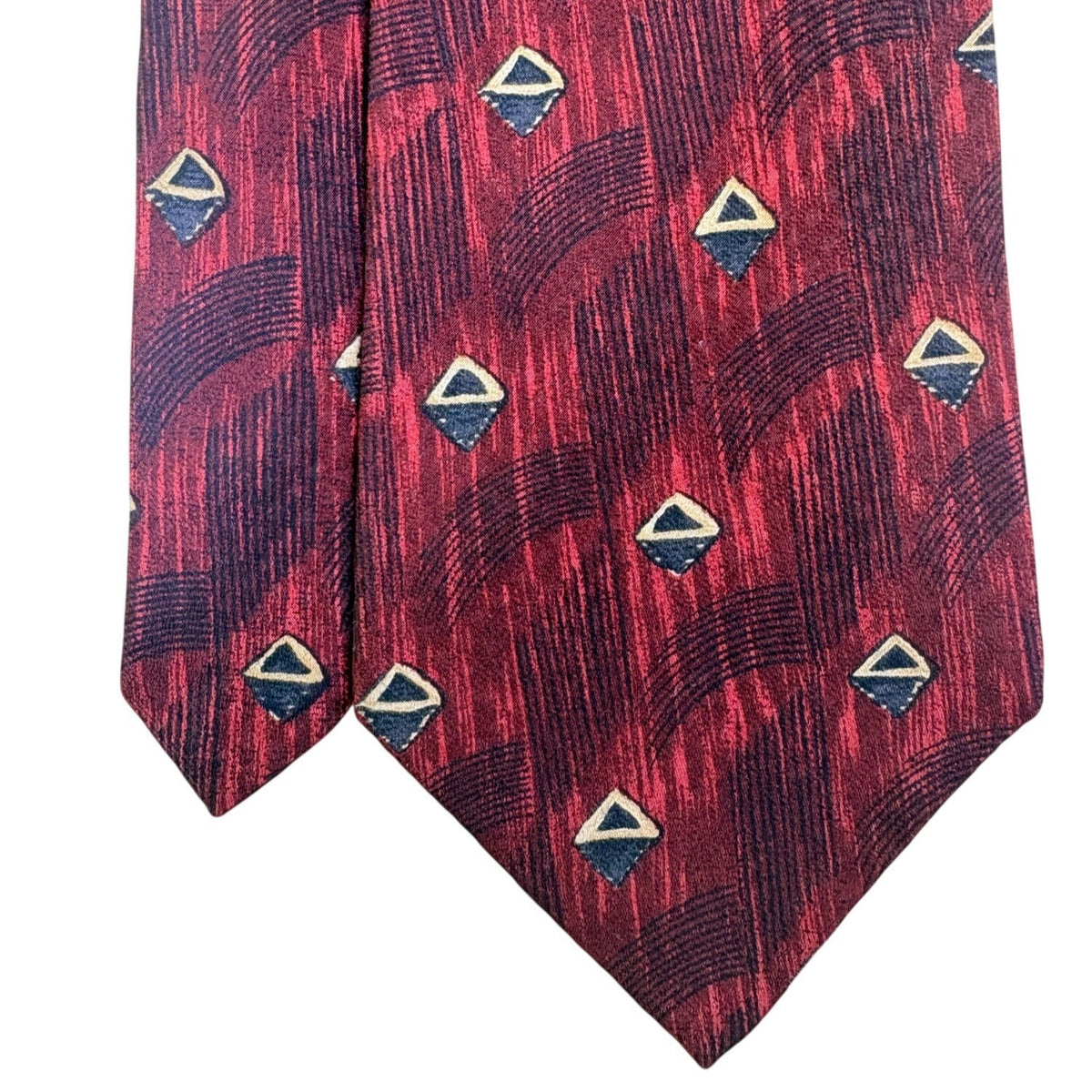 Robert Talbott Studio Mens Red Silk Geometric Pattern Tie Hand Sewn USA