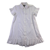 J. Crew Womens White Cotton Short-Sleeve Button-Up Ruffle Hem Dress Size S
