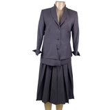 Yaly Couture Womens Gray Blazer & Pleated Skirt Suit Two-Piece Formal Set