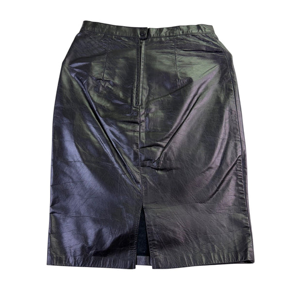 S.&U. Fashions Womens Black Faux Leather Pencil Skirt Rear Zipper Size 5/6