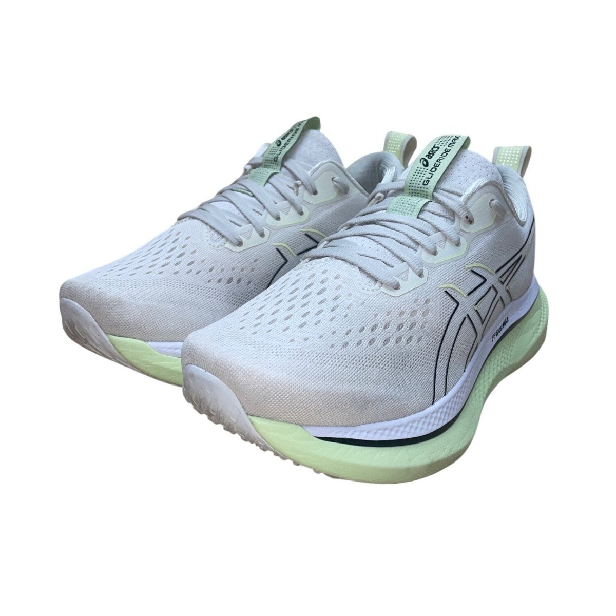 Asics Women’s White & Light Green FF Blast Max GlideRide Max Running Shoes Sz 9