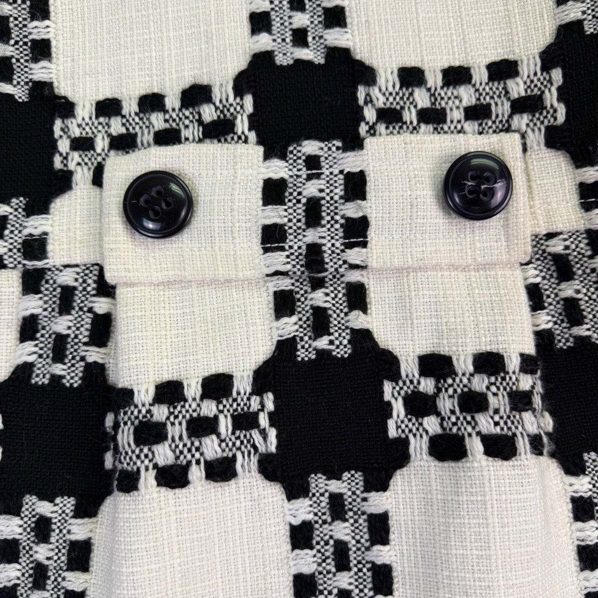 Focus 2000 Womens Black & White Plaid Petite Coat Double Breasted Size 6P