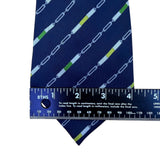 Mens Blue Silk Chain Print Tie 100% Silk Made In Italy Approx. 57