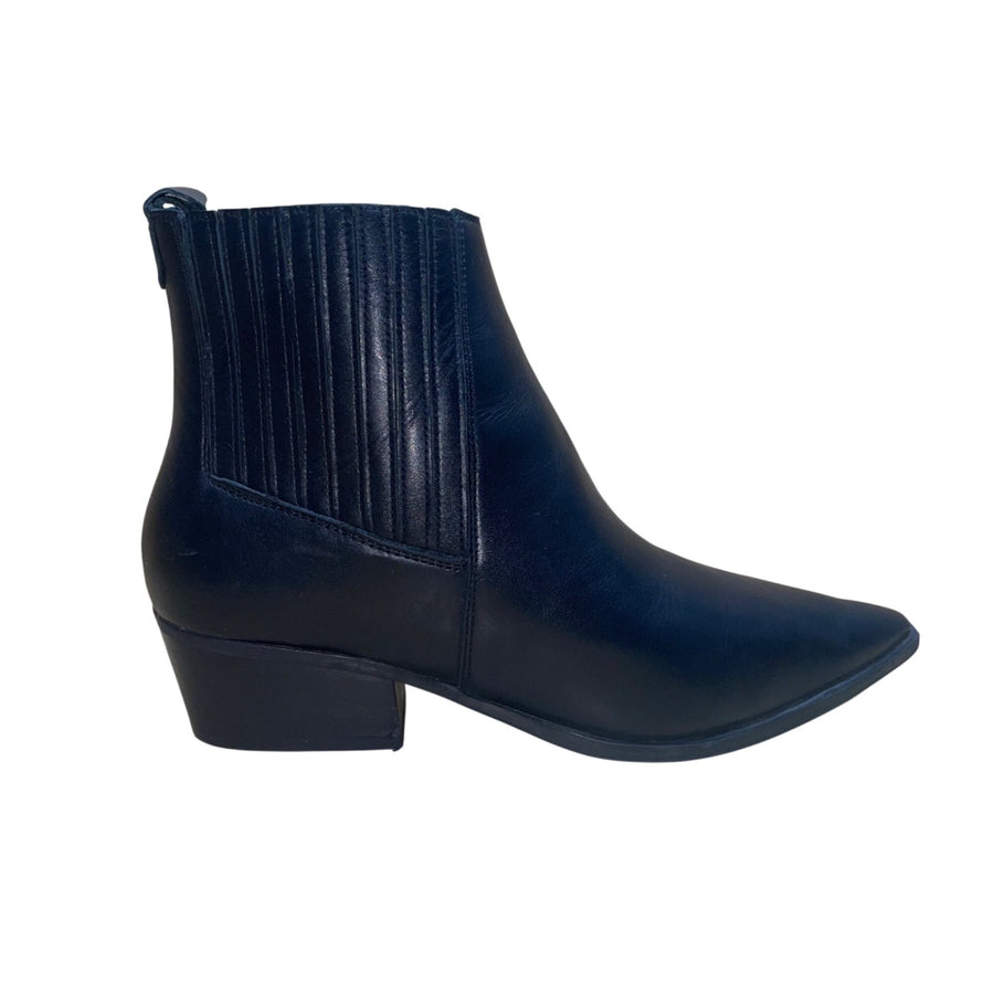 Marc Fisher Women’s Black Leather Block Heel Mlyarita Ankle Boots  Size 8.5M