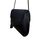 Valerie Stevens Black Evening Bag With Tassel Detail & Magnetic Snap Closure
