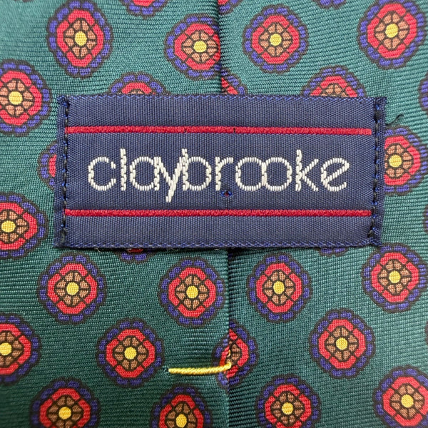 Claybrooke Mens Teal Multicolor Silk Patterned Tie