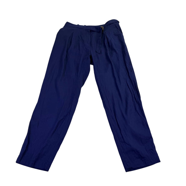 Tommy Bahama Womens Blue Linen-Blend Pants Tie Waist Relaxed Fit Size 8 