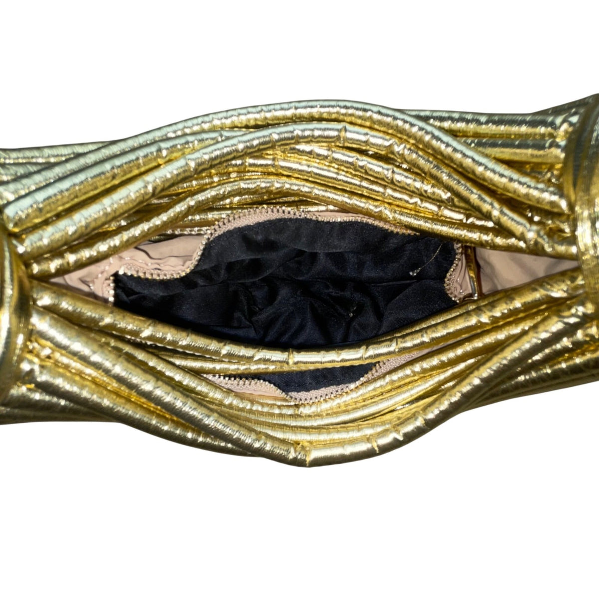 Commense Women’s Gold Faux Leather Twisted Hoop Noodle Handbag