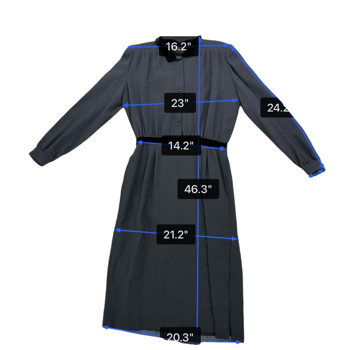 Valentino Womens Black Silk Long Sleeve Button-Down Belted Midi Dress Size 10