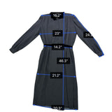 Valentino Womens Black Silk Long Sleeve Button-Down Belted Midi Dress Size 10