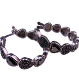 Lord & Taylor Womens Sterling Silver Heart Hoop Earrings Marcasite