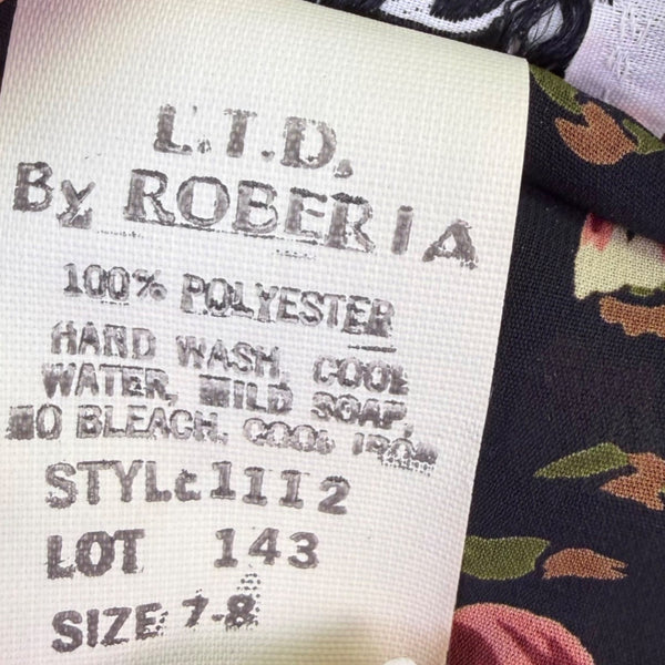 L.T.D. By Roberta Womens Black Floral Spaghetti Strap Maxi Dress Size 7-8