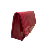 Ted Baker Women’s Red Patent Quilted With Gold Accent Bar Evening Clutch