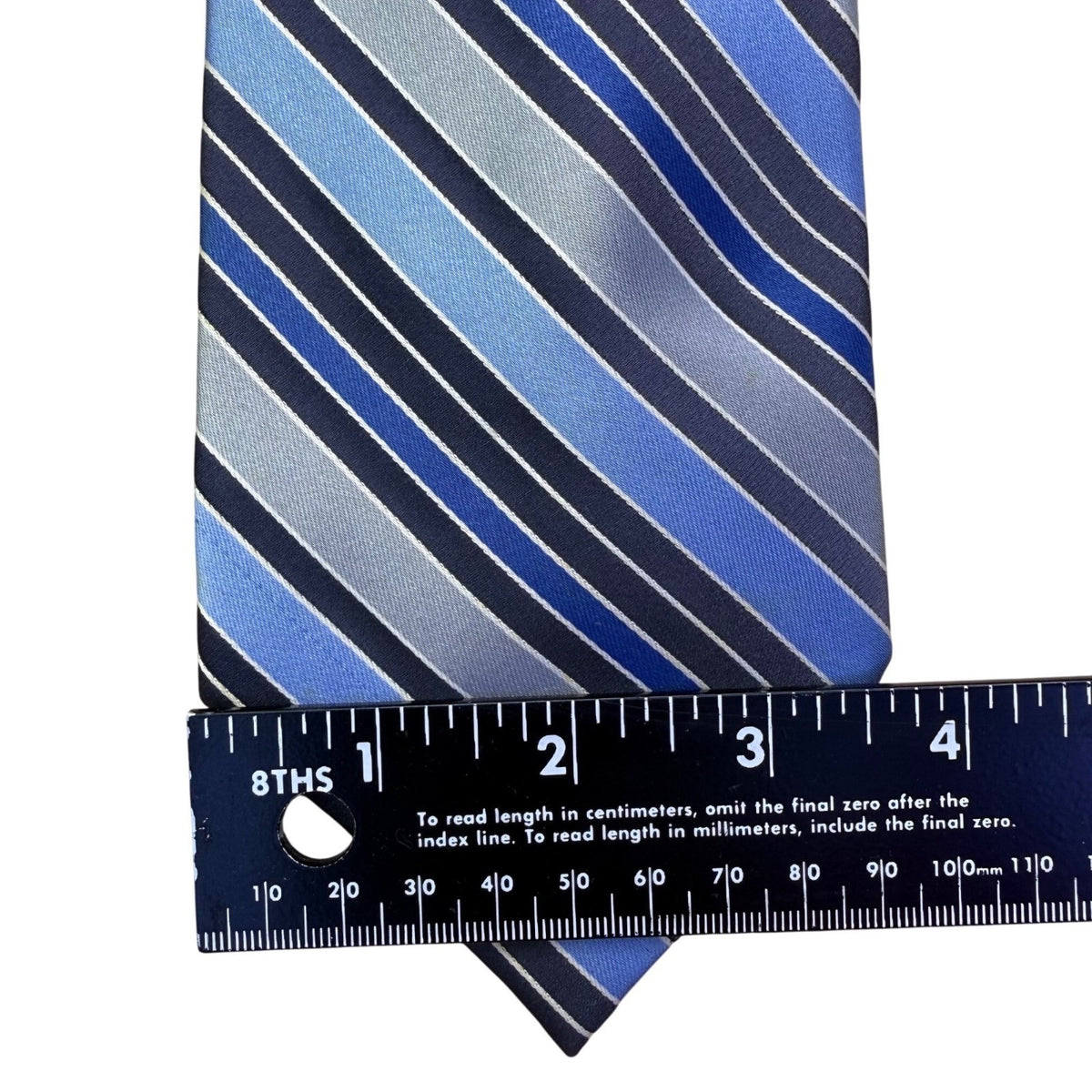 Jones New York Mens Blue Striped Silk Tie Diagonal Classic Pattern Business 58"x