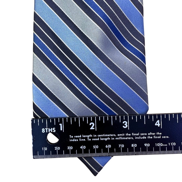 Jones New York Mens Blue Striped Silk Tie Diagonal Classic Pattern Business 58"x