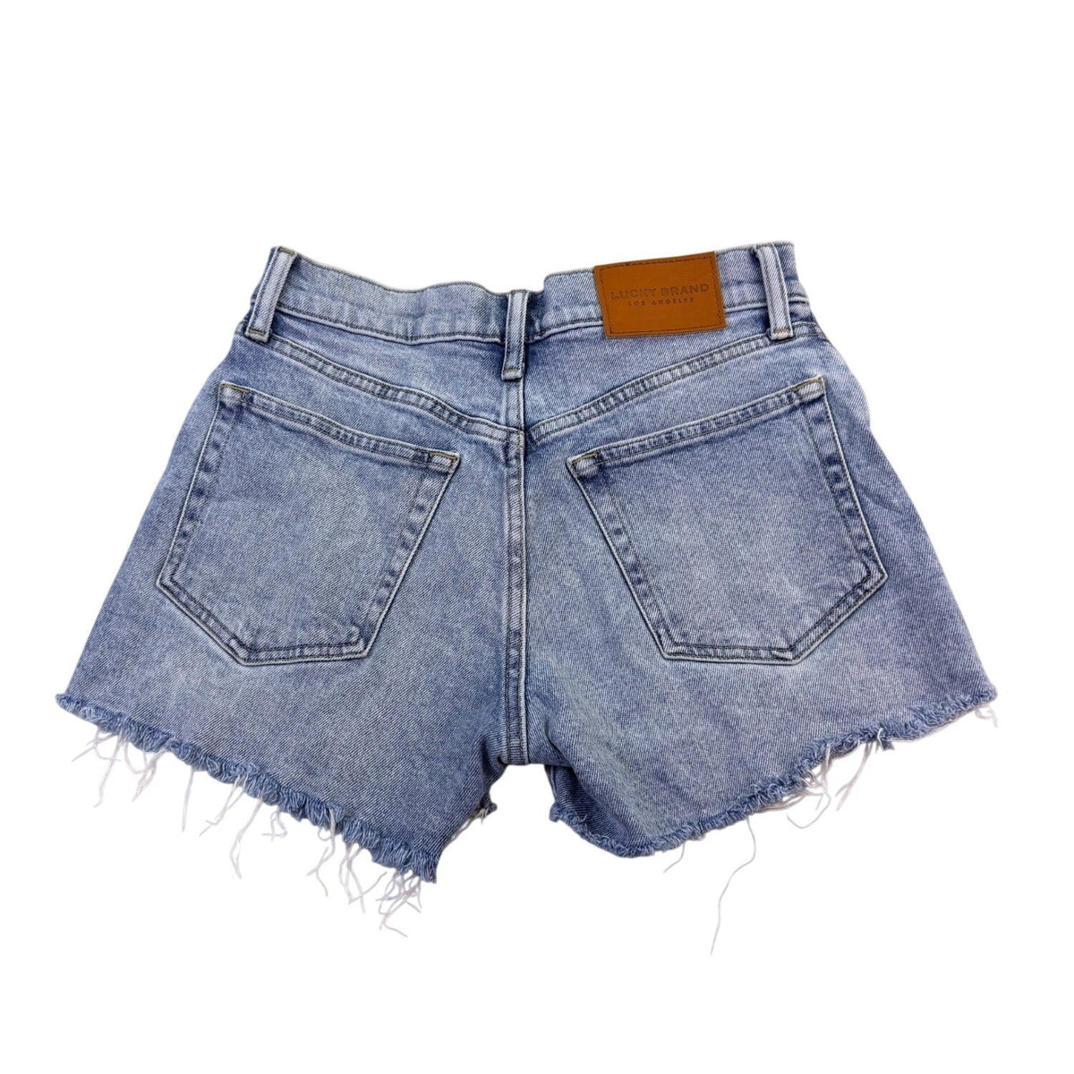 Lucky Brand Womens Blue Relaxed Denim Shorts With Distressed Hem Size 0