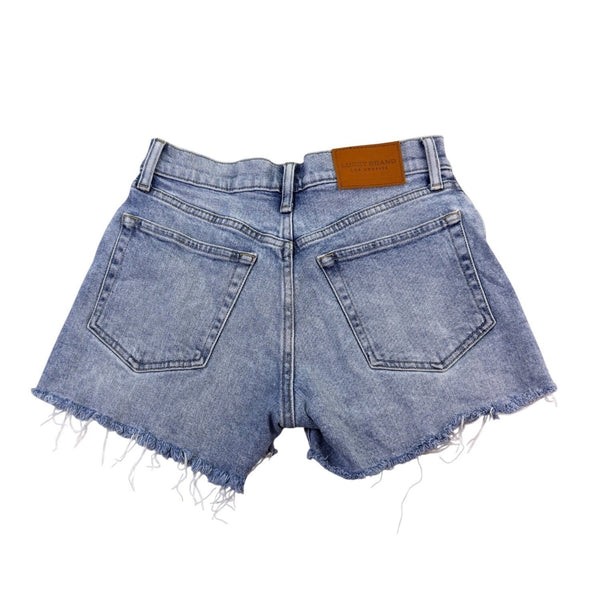 Lucky Brand Womens Blue Relaxed Denim Shorts With Distressed Hem Size 0