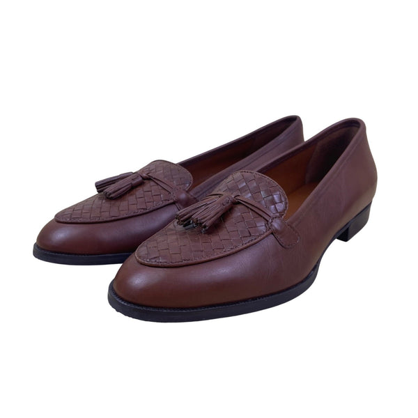 Etienne Aigner Women’s Brown Woven Upper Leather Ally Tassel Loafers 7N - New