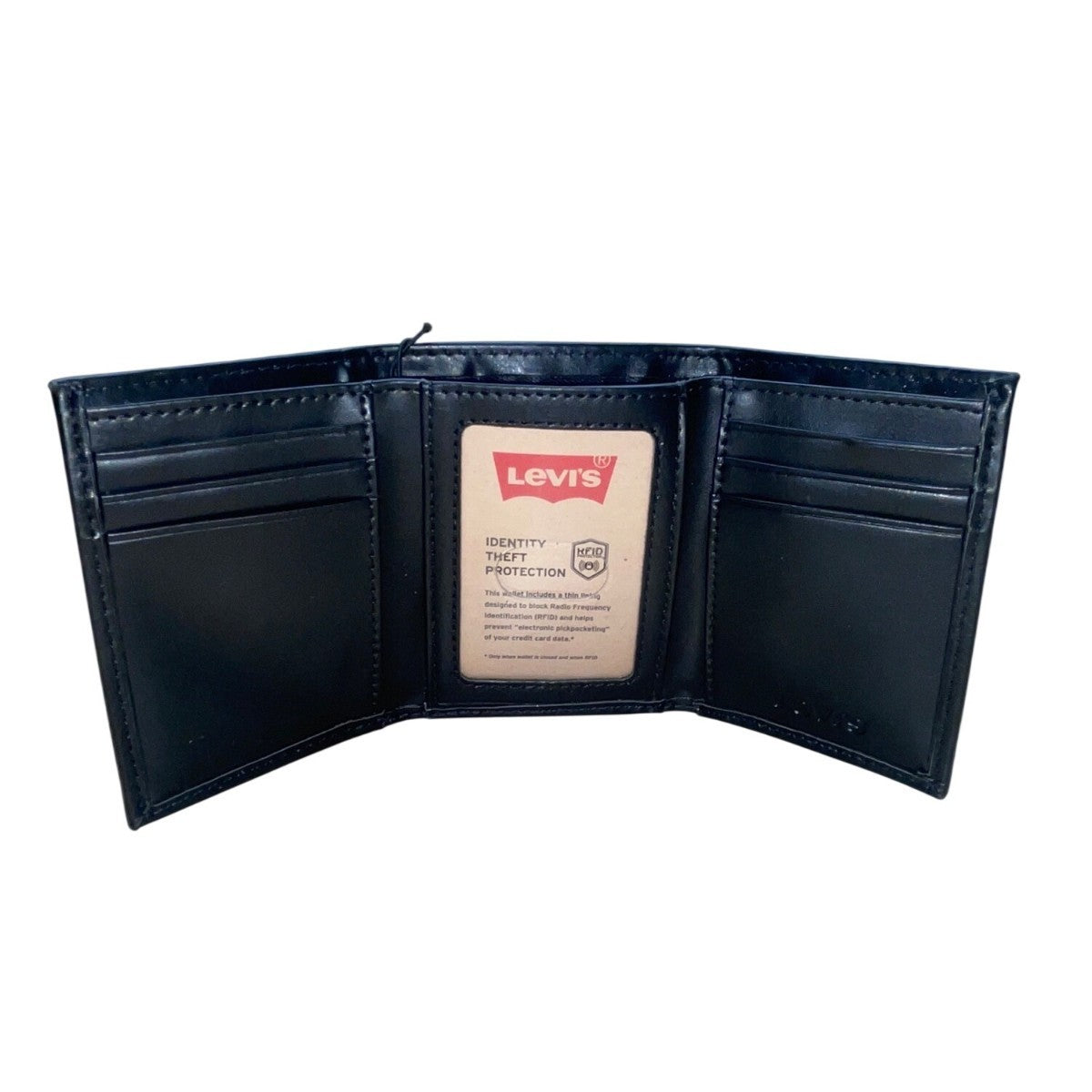 Levis Men’s Black Leather Trifold RFID Blocking Wallet