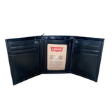 Levis Men’s Black Leather Trifold RFID Blocking Wallet