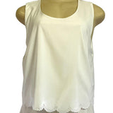 Hudiefly White Sleeveless Scalloped Layered Tank Top Open Back Design Sz L New