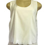 Hudiefly White Sleeveless Scalloped Layered Tank Top Open Back Design Sz L New