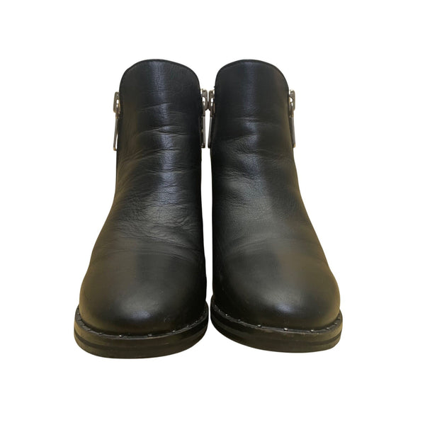 Steve Madden Women’s Black Leather Side Zipper Lanna Ankle Boots Size 6M
