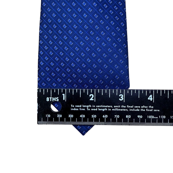 Calvin Klein Mens Blue Silk Tie Geometric Pattern Business Formal Accessory