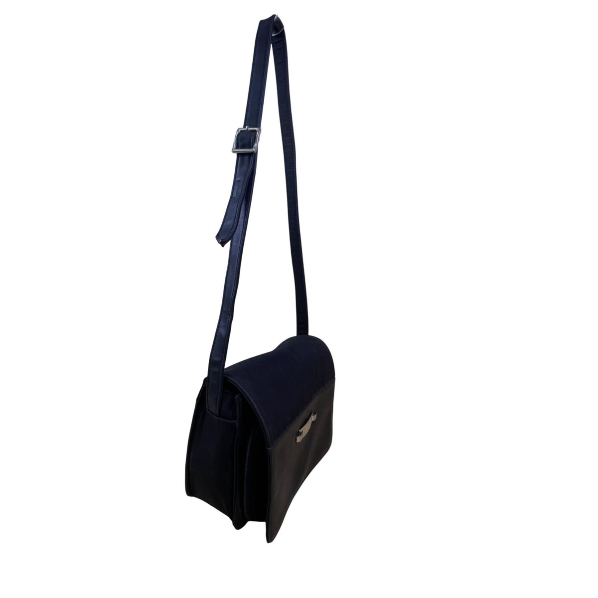 Liz Claiborne Women’s Black Faux Leather & Nylon Adjustable Strap Crossbody Bag