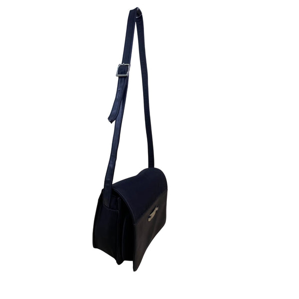 Liz Claiborne Women’s Black Faux Leather & Nylon Adjustable Strap Crossbody Bag