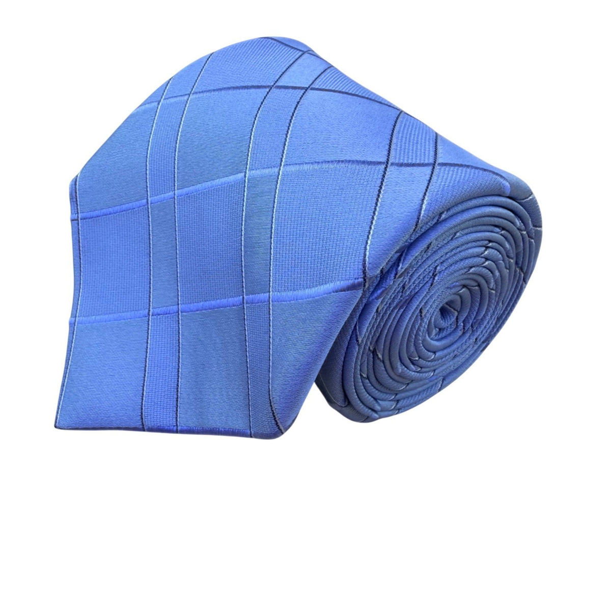 DKNY Mens Blue 100% Silk Plaid Neck Tie Made In USA Elegant Business Accessory