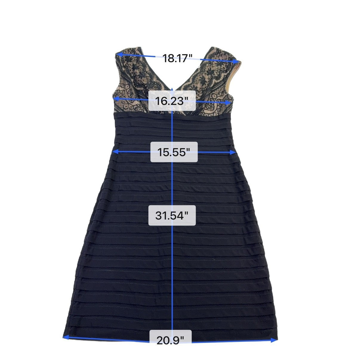 Adrianna Papell Womens Black Cotton\ Lace Overlay Cocktail Dress Size 12