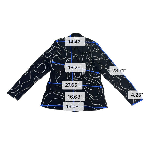Chicos Womens Black Abstract Printed Blazer Jacket Button-Up Size 1 
