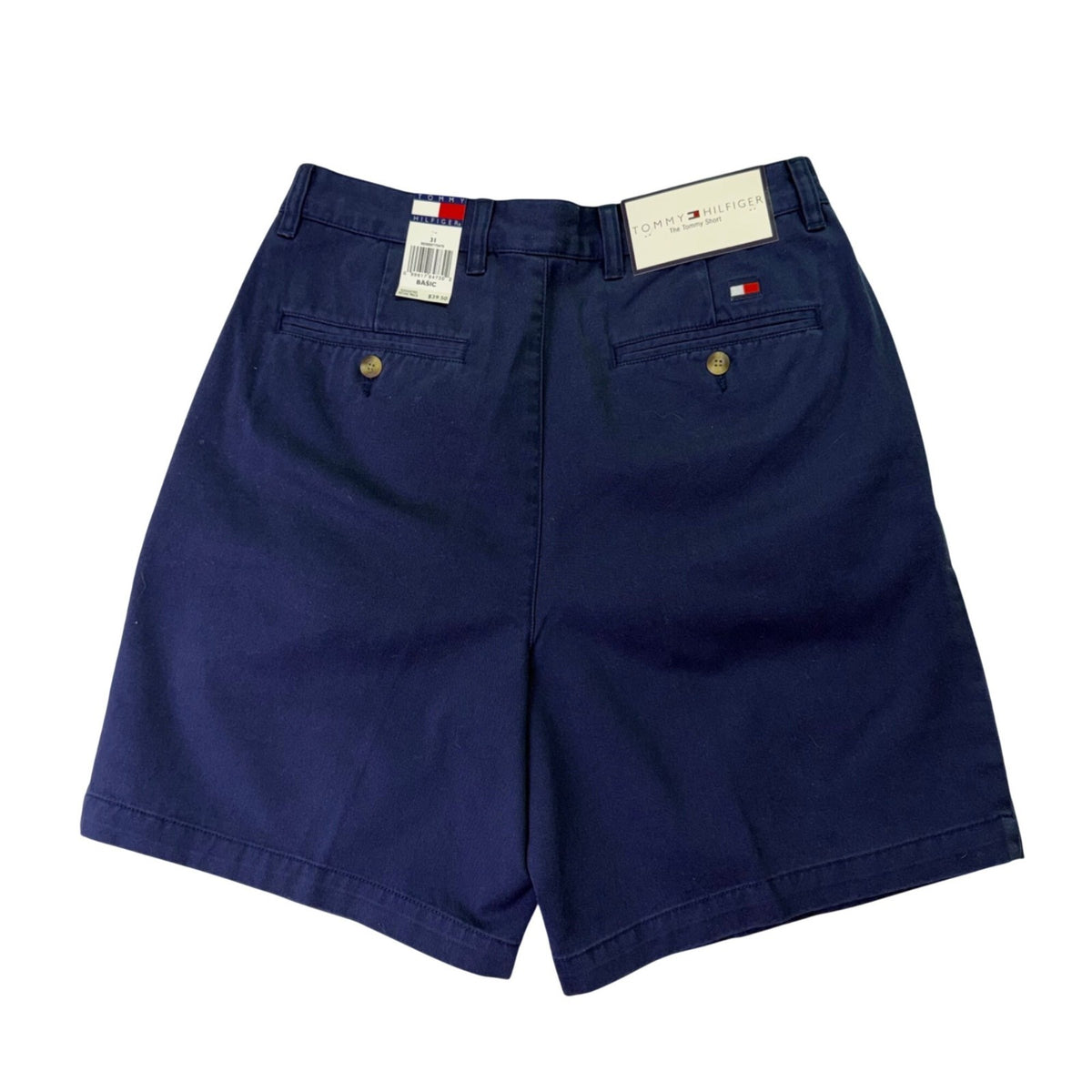 Tommy Hilfiger Mens Navy Cotton Shorts Relaxed Pleated Fit Casual Style Size 31