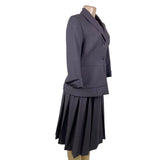 Yaly Couture Womens Gray Blazer & Pleated Skirt Suit Two-Piece Formal Set