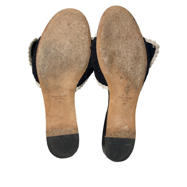 Kate Spade New York Women’s Black Bun Slip On Flat Sandals Sz 9B