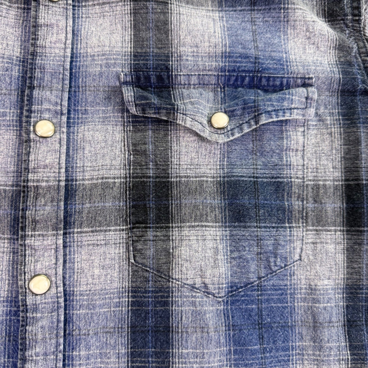 Lucky Brand Mens Blue Cotton Plaid Button-Up Western Shirt Front Pockets Size M