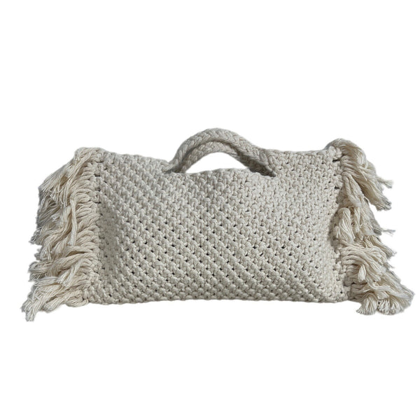 Ancestral Handmade Women's White Macrame Handbag Sz S - New