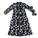 Franne Golde Womens Black & White Floral Boho Long Sleeve Maxi Dress Size L