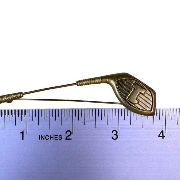 Vintage Fore Gold Tone Novelty Golf Club Shaped Lapel Pin Collectible Accessory